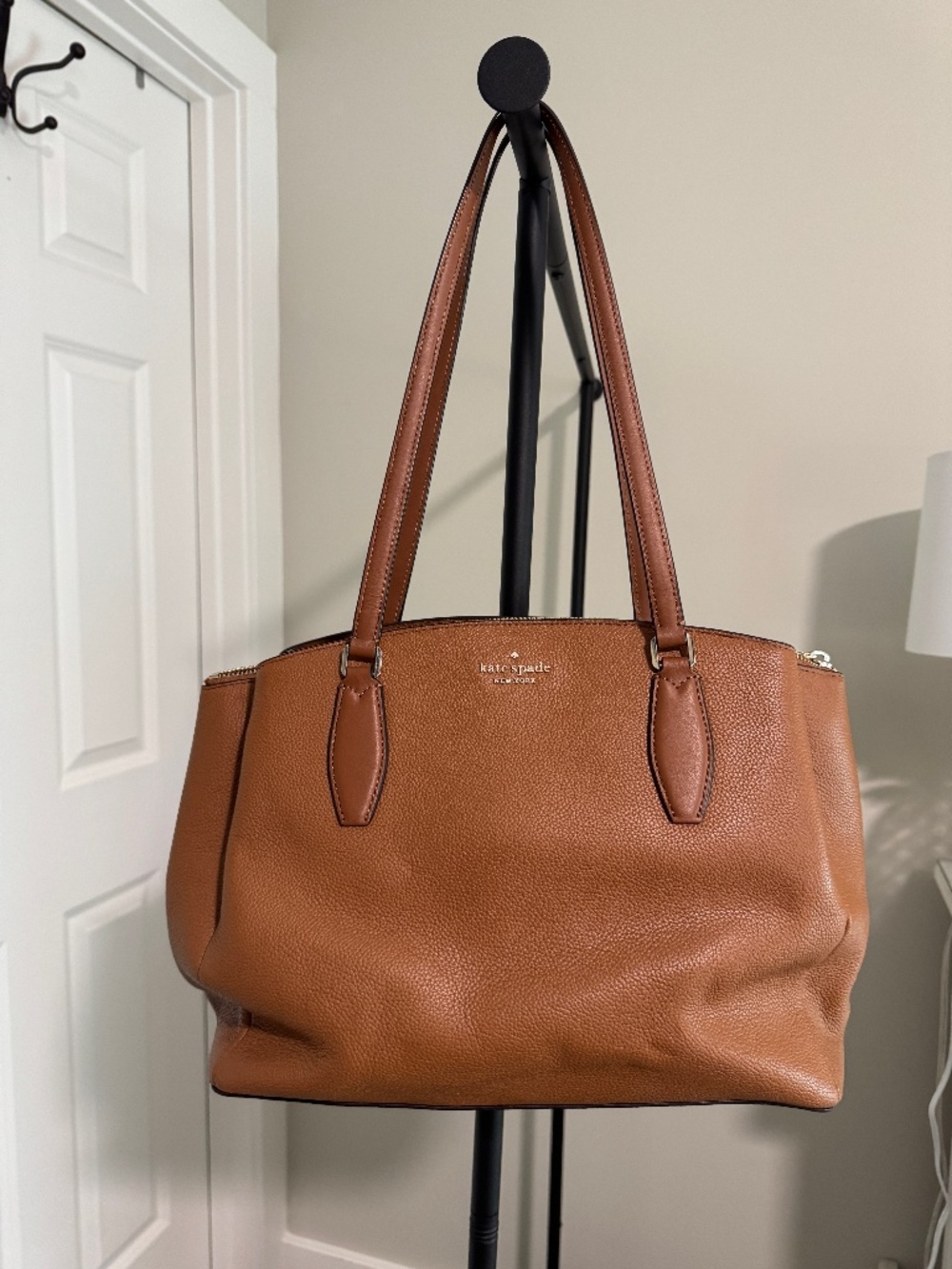 Kate Spade tote like new WKRU6948 in warm gingerbread pebbled leather